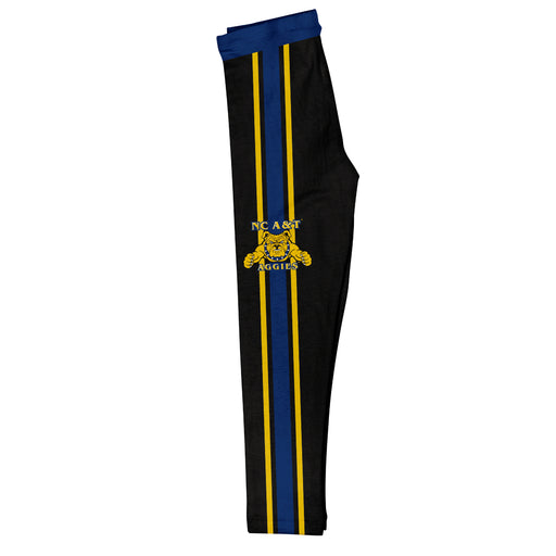 North Carolina A&T Aggies Vive La Fete Girls Game Day Black with Blue Stripes Leggings Tights
