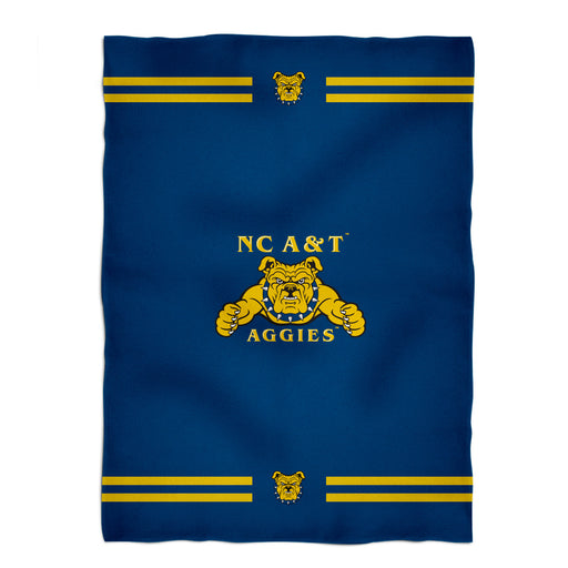 North Carolina A&T Aggies Vive La Fete Game Day Warm Lightweight Fleece Blue Throw Blanket 40 x 58 Logo and Stripes