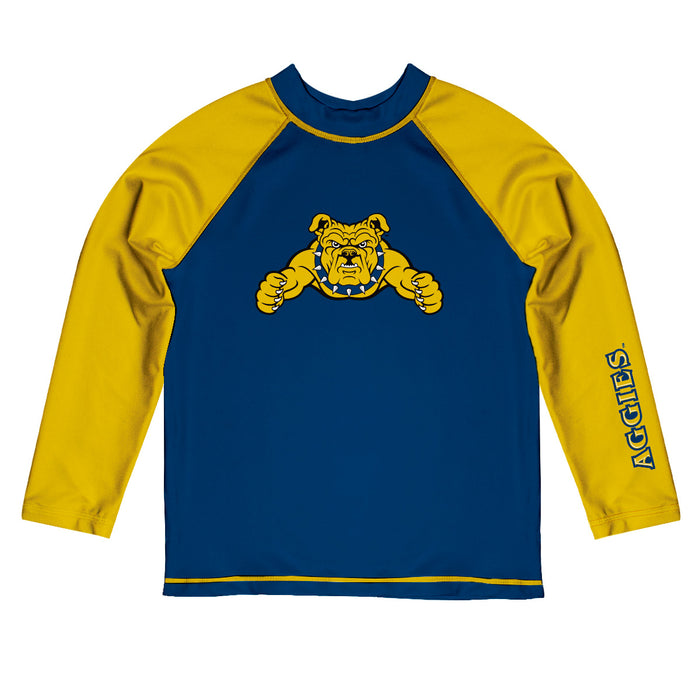 North Carolina A&T Aggies Vive La Fete Blue and Gold Long Sleeve Raglan Rashguard