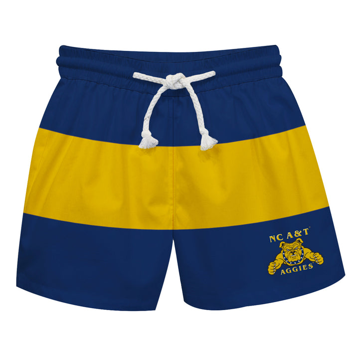 North Carolina A&T Aggies Vive La Fete Blue Gold Stripes Swimtrunks V2