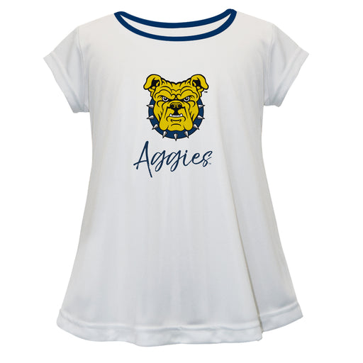North Carolina A&T Aggies Vive La Fete Girls Game Day Short Sleeve White Top with School Logo and Name