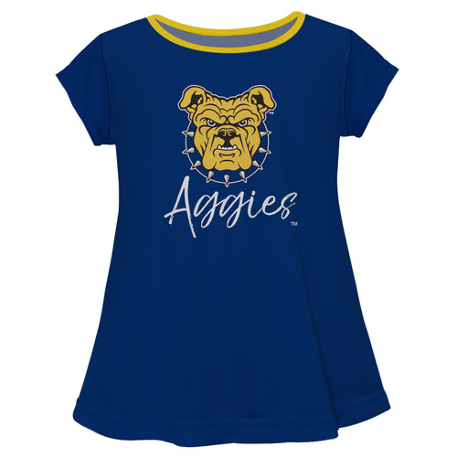 North Carolina A&T Aggies Vive La Fete Girls Game Day Short Sleeve Blue Top with School Logo and Name