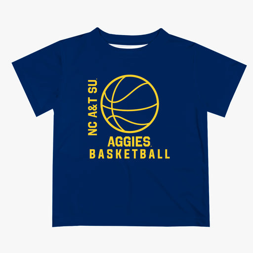 North Carolina A&T Aggies Vive La Fete Basketball V1 Blue Short Sleeve Tee Shirt