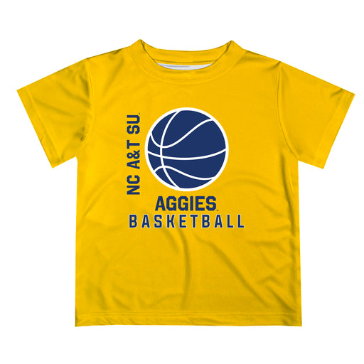 North Carolina A&T Aggies Vive La Fete Basketball V1 Gold Short Sleeve Tee Shirt