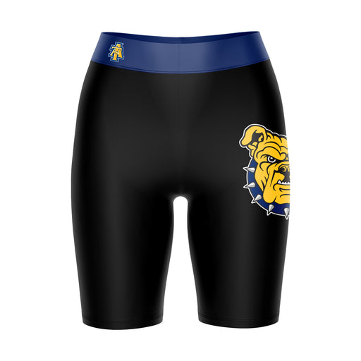North Carolina A&T Aggies Vive La Fete Game Day Logo on Thigh and Waistband Black and Blue Women Bike Short 9 Inseam