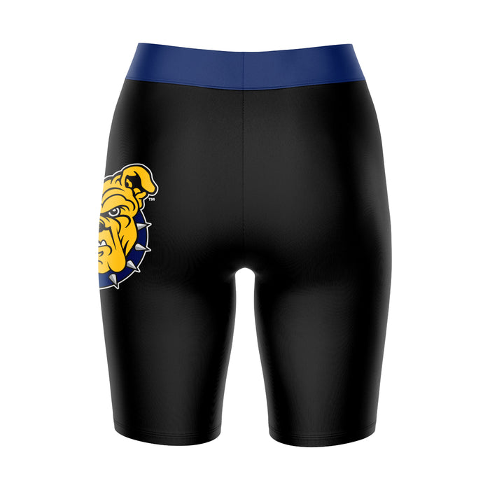 North Carolina A&T Aggies Vive La Fete Game Day Logo on Thigh and Waistband Black and Blue Women Bike Short 9 Inseam - Vive La Fête - Online Apparel Store