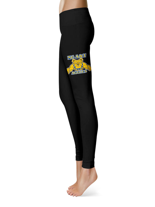 North Carolina A&T Aggies Vive La Fete Collegiate Large Logo on Thigh Women Black Yoga Leggings 2.5 Waist Tights - Vive La Fête - Online Apparel Store