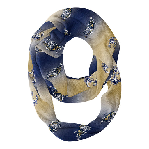 US Naval Academy Midshipmen Vive La Fete All Over Logo Game Day Collegiate Women Ultra Soft Knit Infinity Scarf