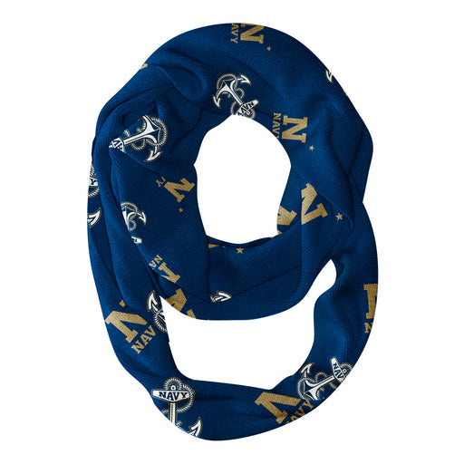 US Naval Academy Midshipmen Vive La Fete Repeat Logo Game Day Collegiate Women Light Weight Ultra Soft Infinity Scarf