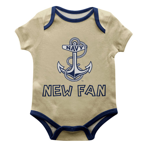 US Naval Academy Midshipmen Vive La Fete Infant Game Day Gold Short Sleeve Onesie New Fan Logo and Mascot Bodysuit