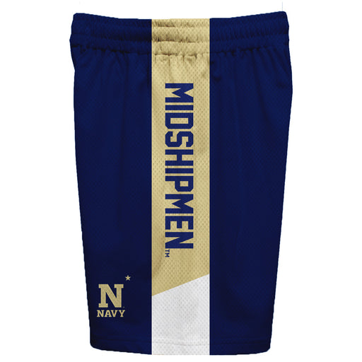 US Naval Academy Midshipmen Vive La Fete Game Day Navy Stripes Boys Solid Gold Athletic Mesh Short - Vive La Fête - Online Apparel Store
