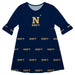 US Naval Academy Midshipmen Vive La Fete Girls Game Day 3/4 Sleeve Solid Navy All Over Logo on Skirt