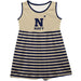 US Naval Academy Midshipmen Vive La Fete Girls Game Day Sleeveless Tank Dress Solid Gold Logo Stripes on Skirt