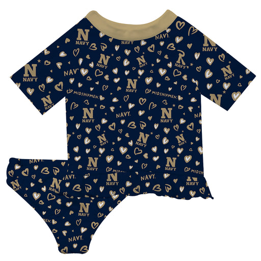 US Naval Academy Midshipmen Vive La Fete All Over Logo Navy Long Sleeve Bikini Set