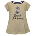 US Naval Academy Midshipmen Vive La Fete Girls Game Day Short Sleeve Gold Top with School Logo and Name