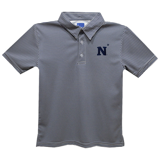 US Naval Naval Academy Midshipmen Embroidered Navy Stripes Short Sleeve Polo Box Shirt