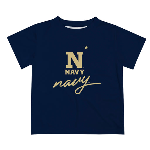 US Naval Academy Midshipmen Vive La Fete Script V1 Navy Short Sleeve Tee Shirt