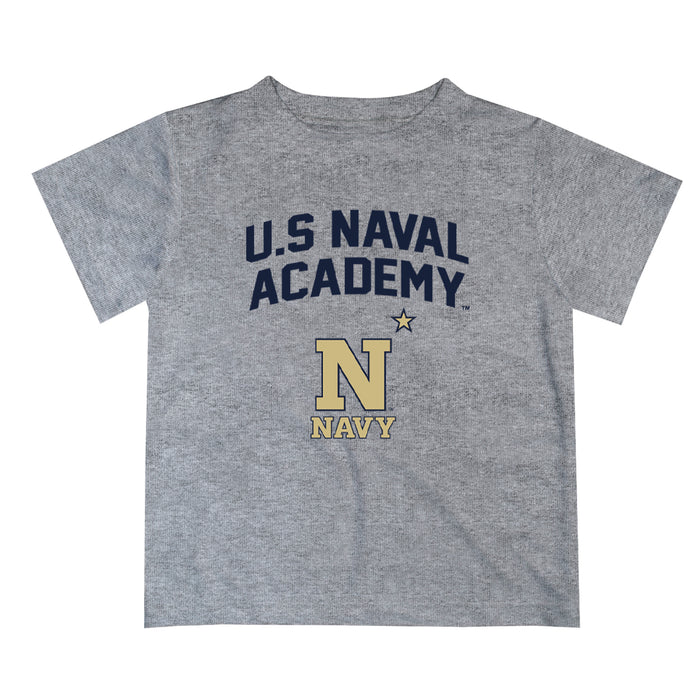 US Naval Academy Midshipmen Vive La Fete Boys Game Day V2 Heather Gray Short Sleeve Tee Shirt