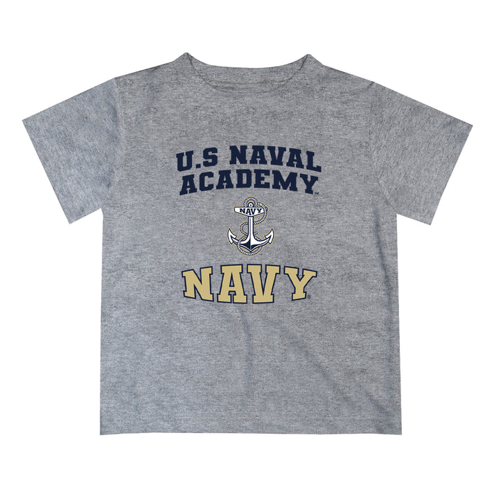 US Naval Academy Midshipmen Vive La Fete Boys Game Day V3 Heather Gray Short Sleeve Tee Shirt