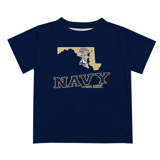 US Naval Academy Midshipmen Vive La Fete State Map Navy Short Sleeve Tee Shirt