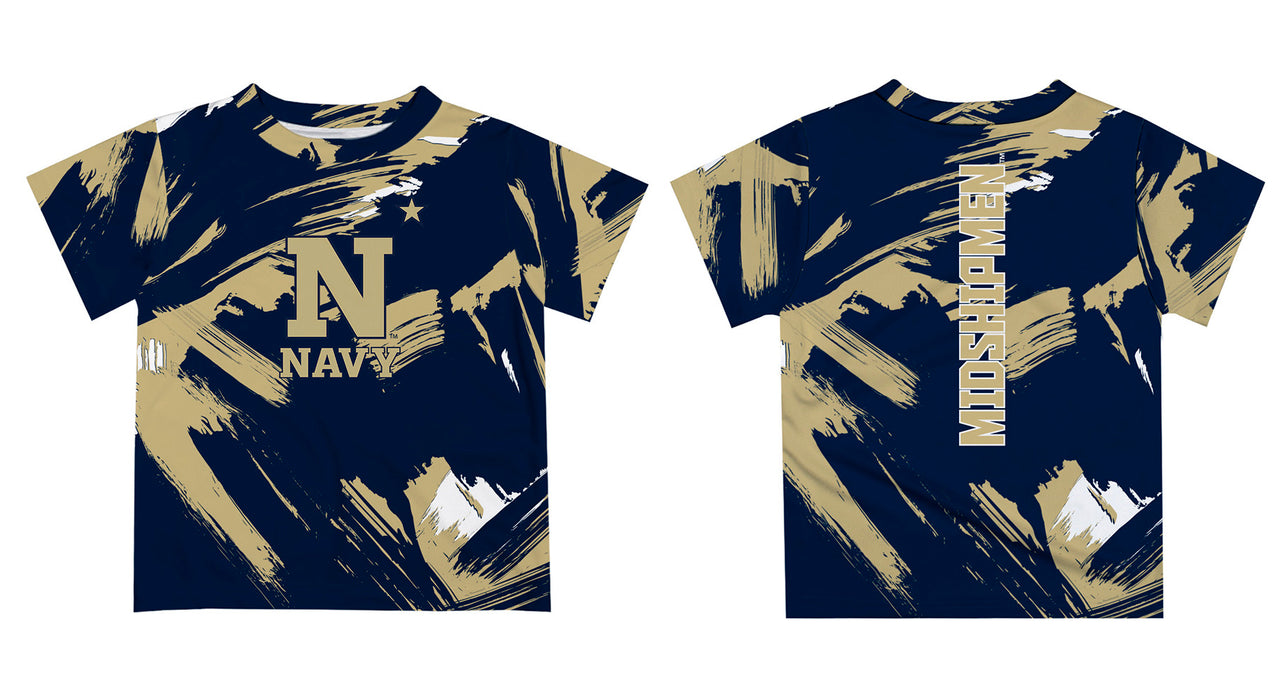 US Naval Academy Midshipmen Vive La Fete Boys Game Day Navy Short Sleeve Tee Paint Brush - Vive La Fête - Online Apparel Store