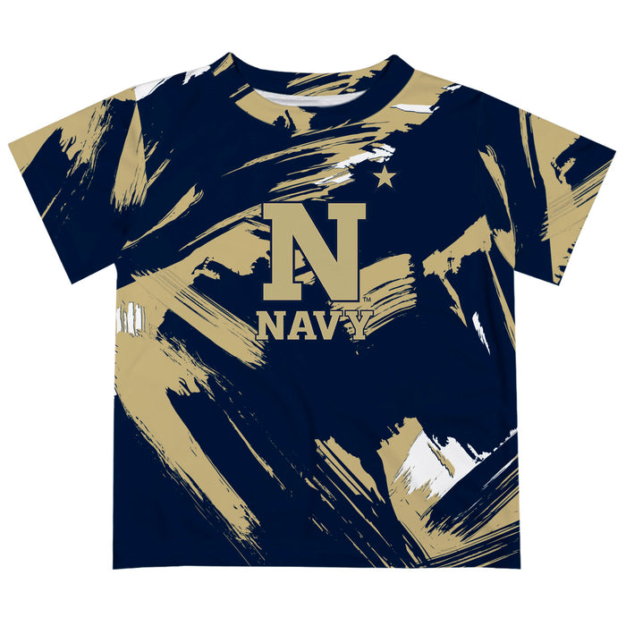 US Naval Academy Midshipmen Vive La Fete Boys Game Day Navy Short Sleeve Tee Paint Brush