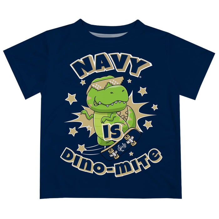 US Naval Academy Midshipmen Vive La Fete Dino-Mite Boys Game Day Navy Short Sleeve Tee