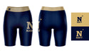 US Naval Academy Midshipmen Vive La Fete Game Day Logo on Thigh and Waistband Navy and Gold Women Bike Short 9 Inseam - Vive La Fête - Online Apparel Store