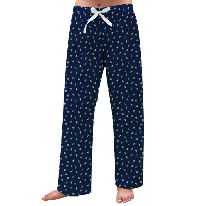 US Naval Academy Midshipmen Vive La Fete Game Day All Over Logo Women Navy Lounge Pants