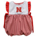 University of Nebraska Huskers Embroidered Red Cardinal Gingham Short Sleeve Girls Bubble