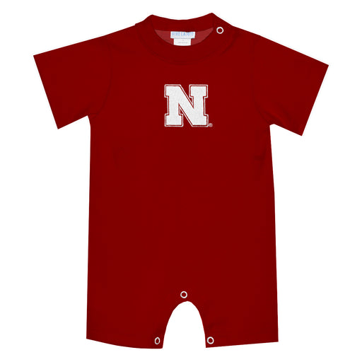 University of Nebraska Huskers Embroidered Red Knit Short Sleeve Boys Romper