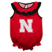 University of Nebraska Huskers Red Sleeveless Ruffle Onesie Logo Bodysuit