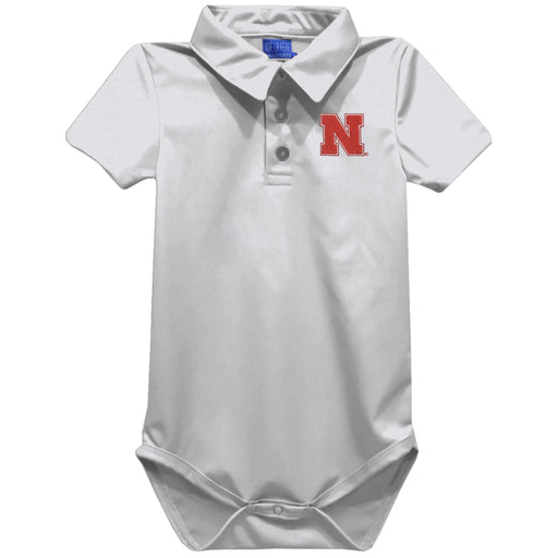 University of Nebraska Huskers Embroidered White Solid Knit Polo Onesie