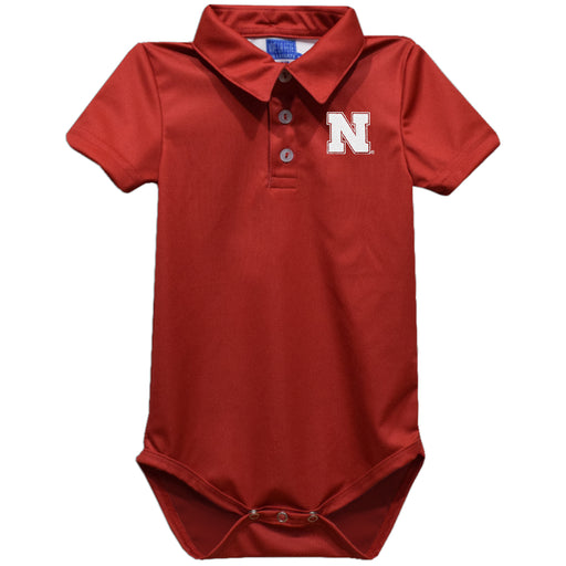 University of Nebraska Huskers Embroidered Red Solid Knit Polo Onesie