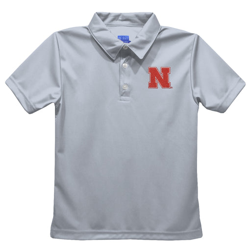 University of Nebraska Huskers Embroidered Gray Short Sleeve Polo Box Shirt