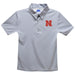 University of Nebraska Huskers Embroidered Gray Stripes Short Sleeve Polo Box Shirt
