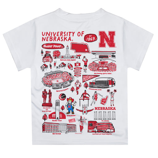 University of Nebraska Huskers Hand Sketched Vive La Fete Impressions Artwork Boys Red Short Sleeve Tee Shirt - Vive La Fête - Online Apparel Store