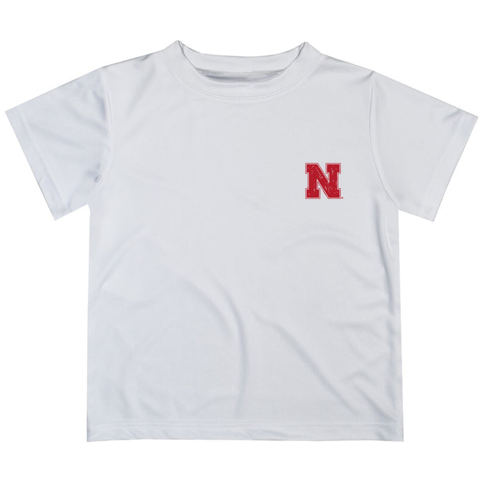 University of Nebraska Huskers Hand Sketched Vive La Fete Impressions Artwork Boys White Short Sleeve Tee Shirt