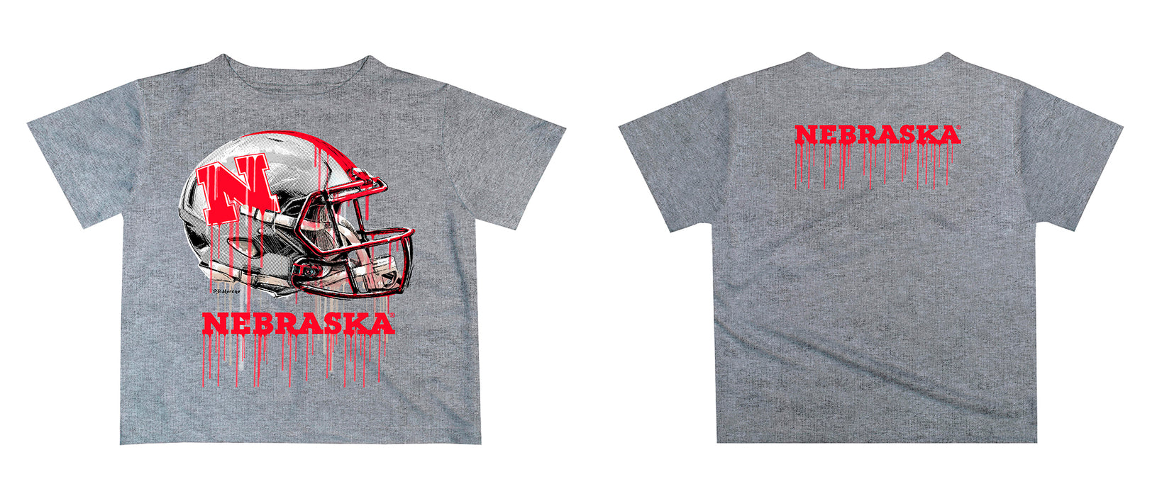 University of Nebraska Huskers Original Dripping Football Helmet T-Shirt by Vive La Fete - Vive La Fête - Online Apparel Store