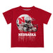 University of Nebraska Huskers Original Dripping Football Helmet Red T-Shirt by Vive La Fete