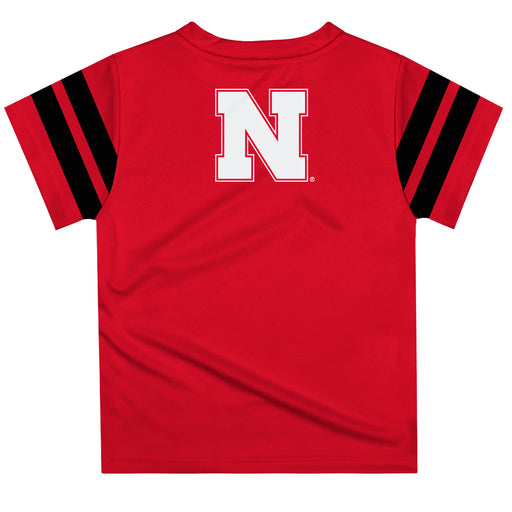 University of Nebraska Huskers Vive La Fete Boys Game Day Red Short Sleeve Tee with Stripes on Sleeves - Vive La Fête - Online Apparel Store