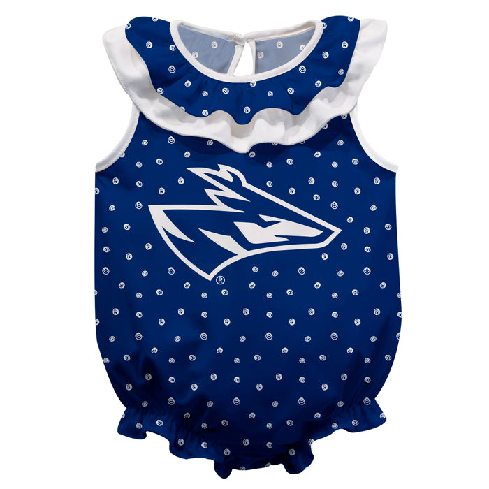Nebraska-Kearney Lopers UNK Swirls Blue Sleeveless Ruffle Onesie Logo Bodysuit