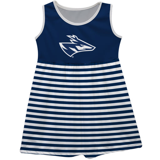 Nebraska-Kearney Lopers UNK Blue and White Sleeveless Tank Dress with Stripes on Skirt by Vive La Fete