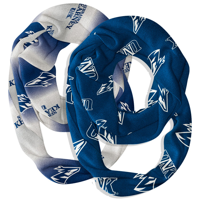 Nebraska-Kearney Lopers Vive La Fete All Over Logo Collegiate Women Set of 2 Light Weight Ultra Soft Infinity Scarfs