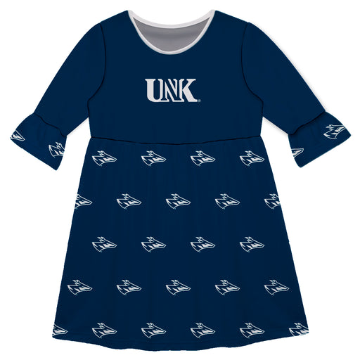 Nebraska-Kearney Lopers Vive La Fete Girls Game Day 3/4 Sleeve Solid Blue All Over Logo on Skirt