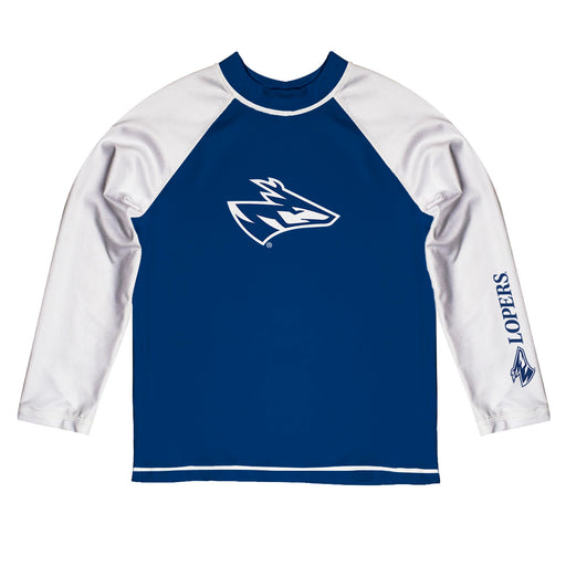 Nebraska-Kearney Lopers Vive La Fete Logo Blue White Long Sleeve Raglan Rashguard