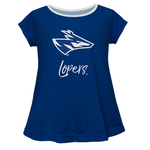 Nebraska-Kearney Lopers Vive La Fete Girls Game Day Short Sleeve Blue Top with School Logo and Name