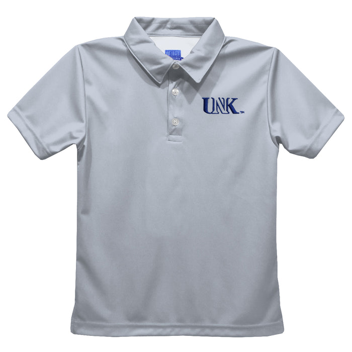 Nebraska-Kearney Lopers UNK Embroidered Gray Short Sleeve Polo Box Shirt