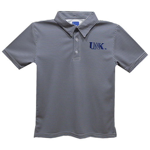 Nebraska-Kearney Lopers UNK Embroidered Navy Stripes Short Sleeve Polo Box Shirt