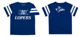 Nebraska-Kearney Lopers Vive La Fete Boys Game Day Blue Short Sleeve Tee with Stripes on Sleeves - Vive La Fête - Online Apparel Store